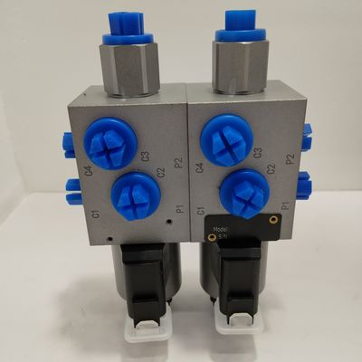 36W ไฮดรอลิกไฟฟ้าซอลีนอยด์วาล์ว 12v 6 Way 2 ตําแหน่งวาล์วคู่